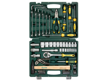 Набор инструментов Kraftool слесарно-монтажный, пластиковый кейс 66 предм.