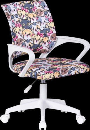 Детское комп. кресло Defender Fiesta Белый + принт Коты