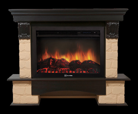 Портал Firelight Forte 30U (угловой) камень бежевый, шпон темный дуб