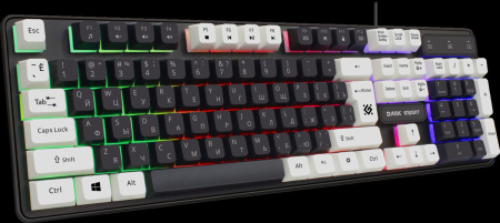 Клавиатура Defender Dark Knight GK-077 RGB Led Бесшумная (USB) Black+White