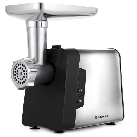 Мясорубка Brayer 1616BR, цвет Серебристый, производительность 1,5 кг/мин, мощность 1 800 Вт