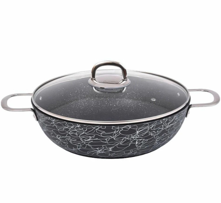 Сотейник Kukmara Грация Черный/серебро 4,5 л/ 30 см с ручками, со стеклянной крышкой сгчс308а 