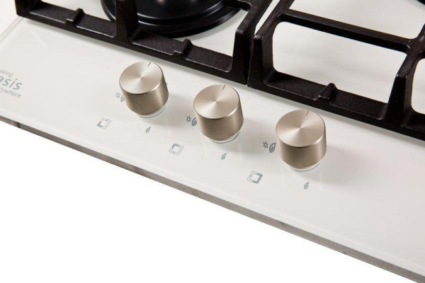 Встраиваемая варочная панель Газовая Oasis P-3GWT, 46 см, цвет Белый