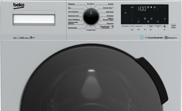 Стиральная машина с фронтальной загрузкой Beko WSPE6H616S, Max загрузка - 6,5кг, Max отжим - 1 200об/мин., цвет Серый