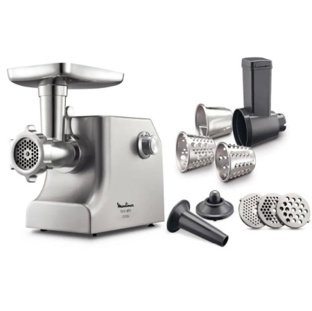 Мясорубка Moulinex ME858D32, цвет Серебристый, производительность 5,5 кг/мин, мощность 2 100 Вт