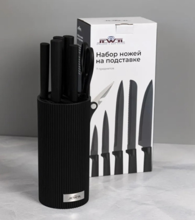 Набор ножей Jewel на подставке 7 пр. черный ПС0005-16