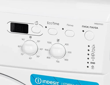 Стиральная машина с фронтальной загрузкой Indesit IWSD 51051 CIS, Max загрузка - 5кг, Max отжим - 1 000об/мин., цвет Белый