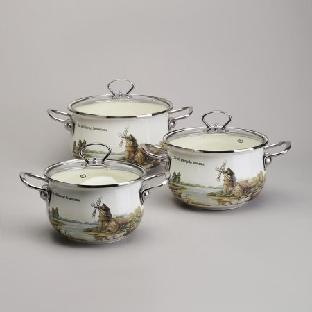 Набор кастрюль Agness Family Hose 6 пр. 2,0 л, 2,8 л, 3,8 л 943-106