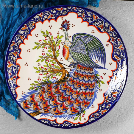 Ляган Шафран Риштанская Керамика Жар-птица 42 см 2870509