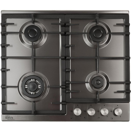Встраиваемая варочная панель Газовая Oasis P-MNRT, 58 см, цвет Нержавеющая сталь