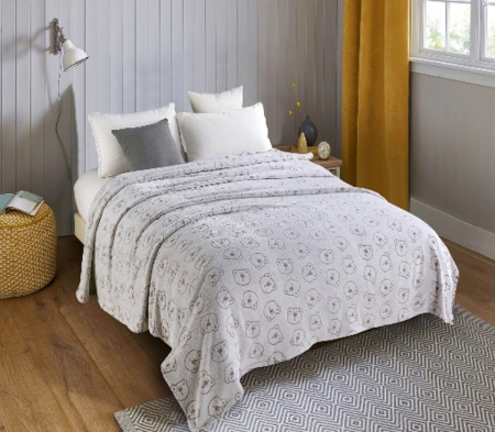 Плед Vse Doma Велсофт 180х200 Мишки Серый  A95174