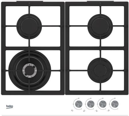 Встраиваемая варочная панель Газовая Beko HILW 64225 SW, 58,5 см, цвет Белый