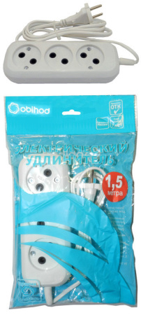 Сетевой удлинитель Jett (Obihod) ШВВП 3роз. 1.5м 6А белый РС-3