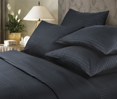 Простыня на резинке Verossa Stripe 180/200/20 Black Сатин 730589