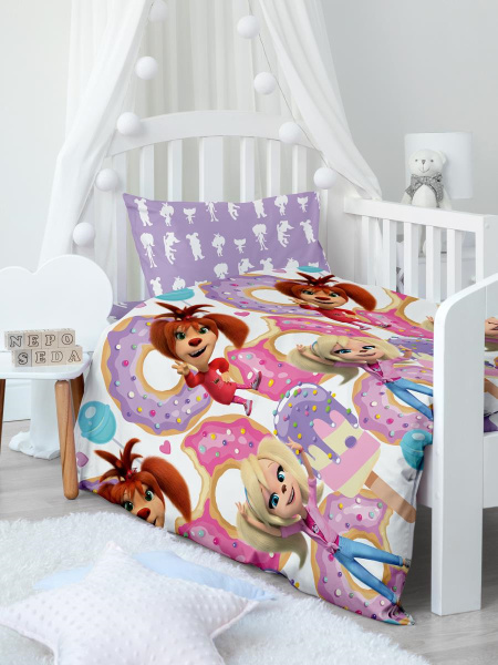 КПБ детский Юниор Барбоскины Роза и Лиза 40/60 поплин 790488