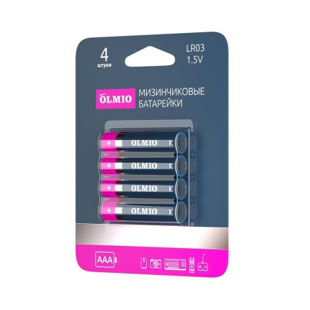 Эл.питания Olmio LR03/4BL AAA (1BL-4шт) Alkaline