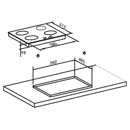 Встраиваемая варочная панель Газовая Oasis P-MEN, 58 см, цвет Нержавеющая сталь