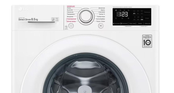 Стиральная машина с фронтальной загрузкой LG F2V3GS3W, Max загрузка - 8,5кг, Max отжим - 1 200об/мин., цвет Белый