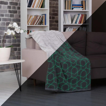 Плед Casa Conforte Stella Geometry 150х200 фланель серый светящ 6154411