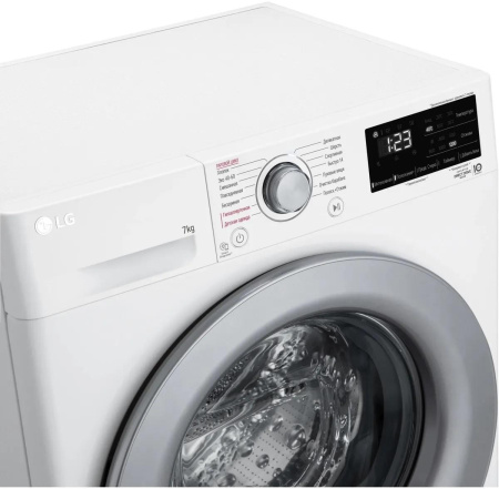 Стиральная машина с фронтальной загрузкой LG F2V3HS4W, Max загрузка - 7кг, Max отжим - 1 200об/мин., цвет Белый