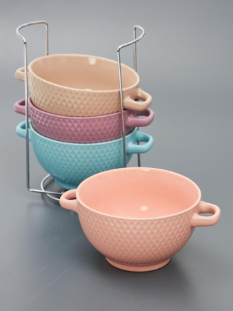 Набор бульонниц Jewel Аура Ромбы 700 мл 4 пр. ПС00125-06