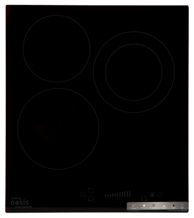 Встраиваемая варочная панель Электрическая Oasis P-3SB, 45 см, цвет Чёрный