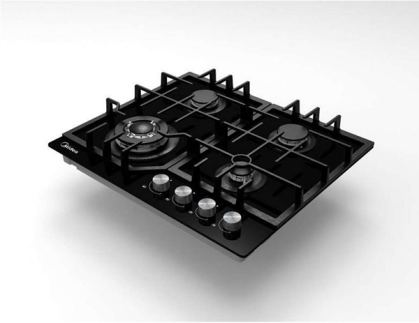Встраиваемая варочная панель Газовая Midea MG643TGB, 60 см, цвет Чёрный