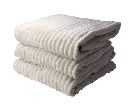 Плед ND Home Велсофт 200х220 Полоски кремовый 314805