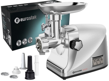 Мясорубка Eurostek EMG-Y777M, цвет Серебристый, производительность 2 кг/мин, мощность 3 000 Вт
