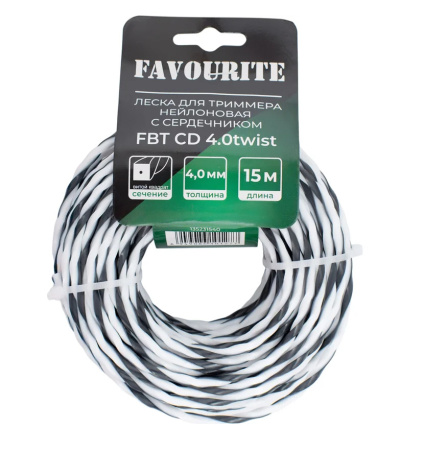 Леска Favourite FBT CD 4.0twist 4,0мм, 15м, витой квадрат с сердечником
