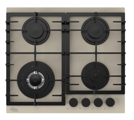 Встраиваемая варочная панель Газовая Oasis P-SDI, 58 см, цвет Бежевый