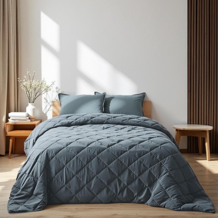 Покрывало Этель 260х240 Велюр Серо-голубой 10416642