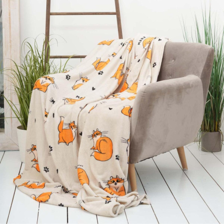 Плед Belezza Festival Red cat 150х200 микрофибра кремовый 6154697